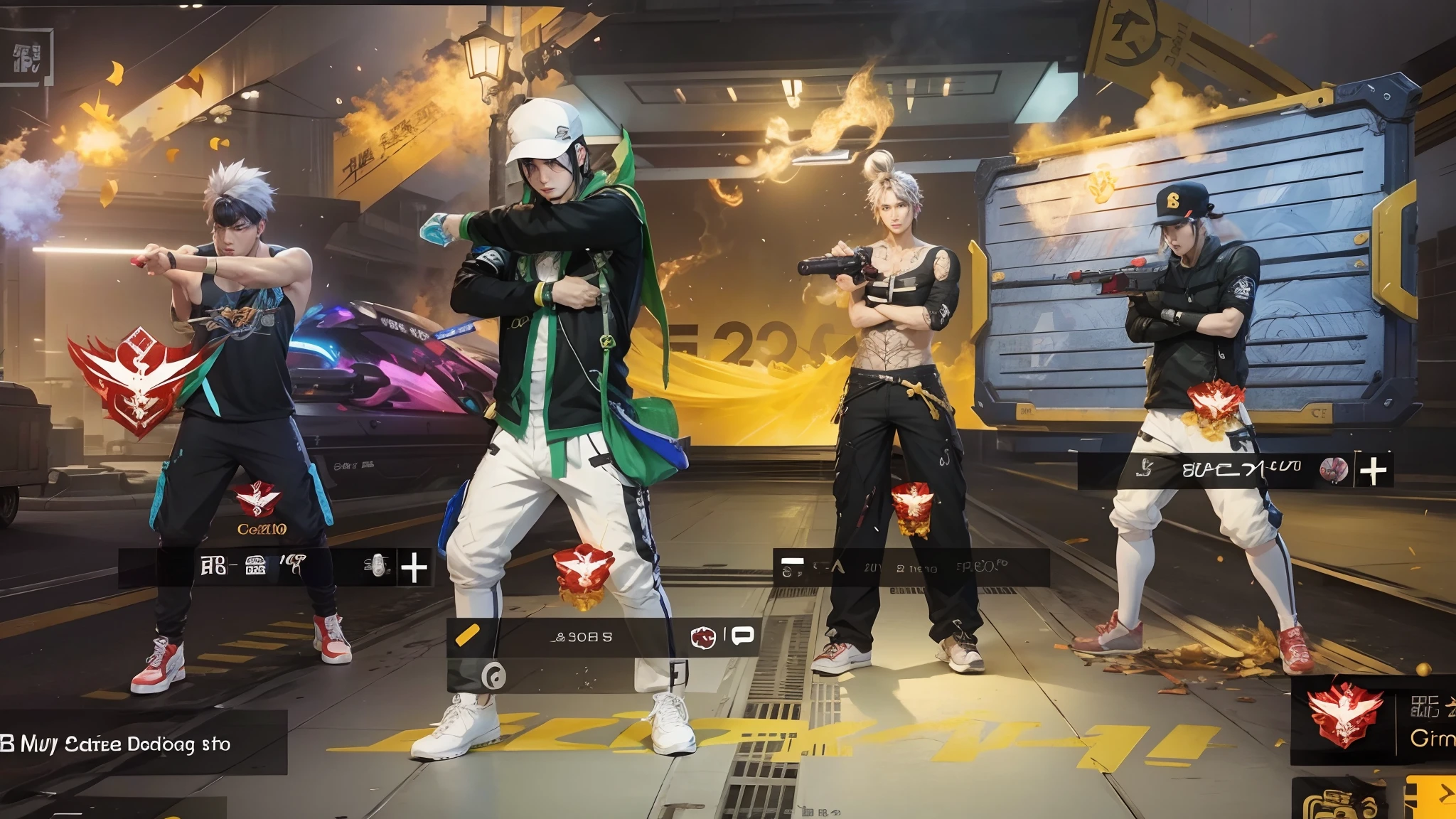 Anime, realistic, 4 man, China,20 years old cool, 8k quality,
