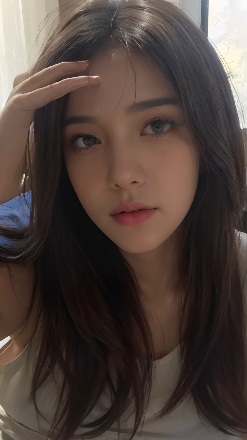 8K, Top Quality, Intricate Details, Ultra Detail, Ultra High Resolution, Masterpiece, random angle, Slender, Smile, (Makeup: 0.4), (Fluffy Blue Eyes: 1.21), blue Eyes, looking at viewer, ((full body)), 1girl, solo, 1 girl, (( full body)), close up shot, , ((tall)), (((fit body))), (((slim face))), sharp face, sharp eyes, (((black hair, long hair, )) (detailed face), sharp face, small lips,
((Leggings)), detailed face, detailed breast, , large breast, detail ass, , Beautiful girl with accentuated slender abs: 1.4, Six Pack Abs: 1.4, Bust Botox, Big, Perfect Body, detail leg, (( moonlight)), top of mountain