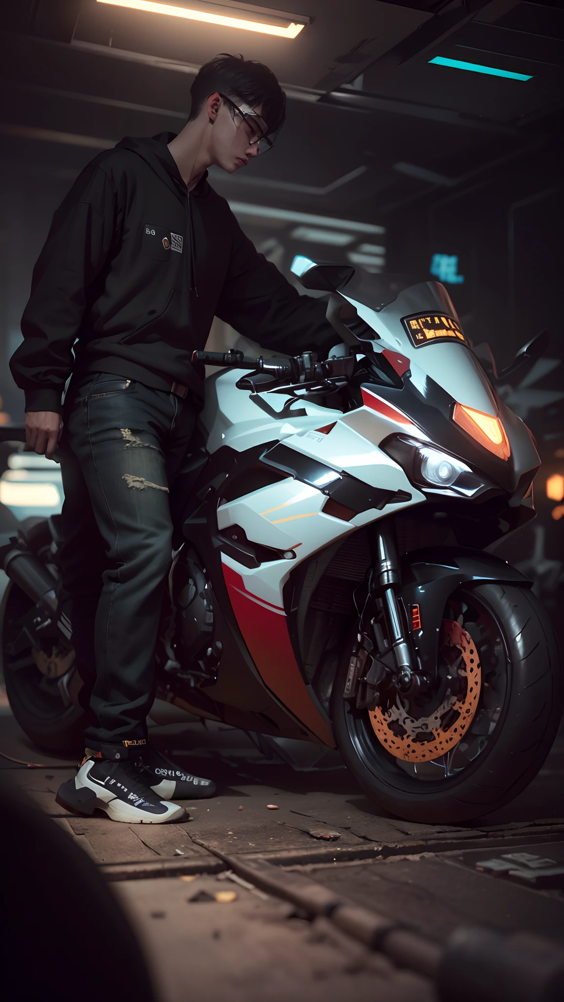 (hiperrealisme:1.1),(detail:1.2)8k,cyberpunk handsome korea boy, realistic face 8k, ultra realistic, bokeh