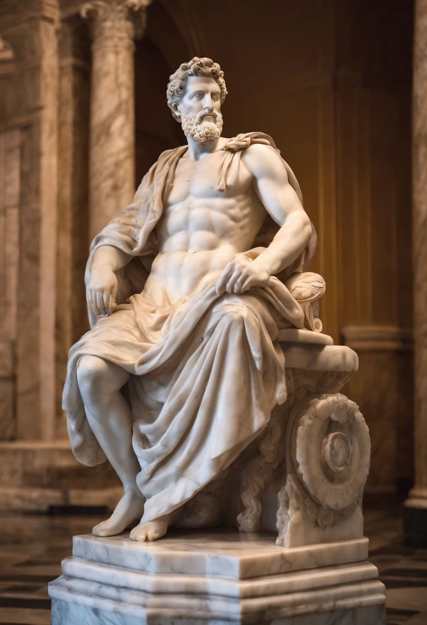 Ultra realistic marble marble statue of Emperor Marcus Aurelius