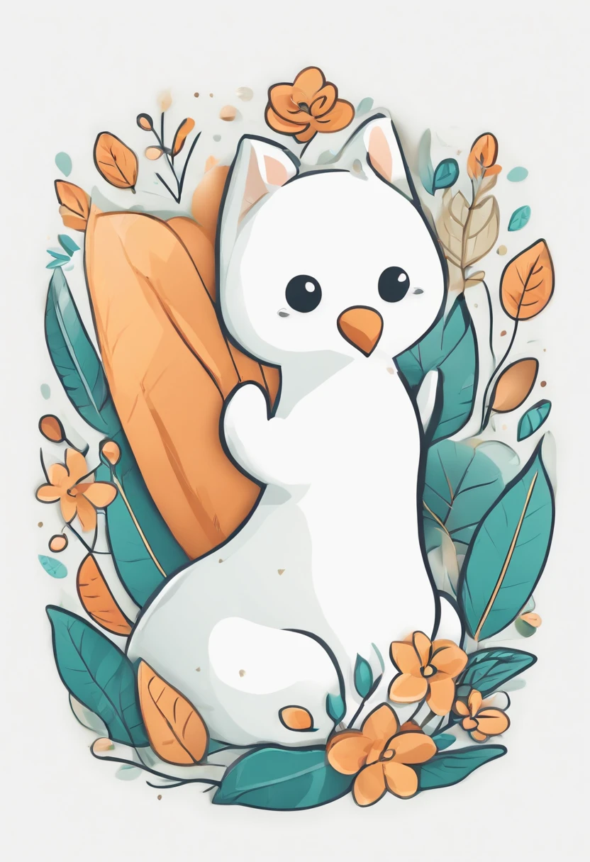 (Cartoon critters),adolable,(Sticker screen),white edges,Distribute to typesetting sets,Sticker style,Flat style,Small animals,cute illustration,Flat illustration,paper cut out,
