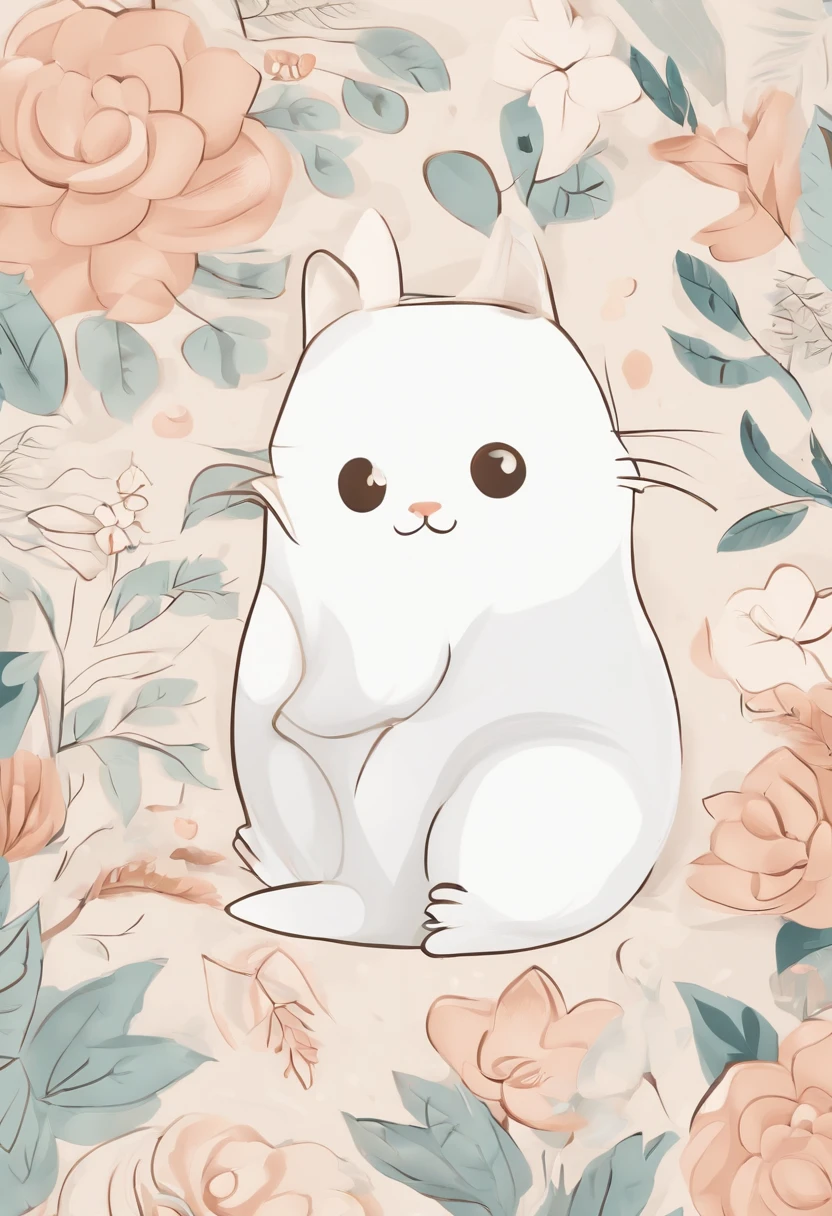 (Cartoon critters),adolable,(Sticker screen),white edges,Distribute to typesetting sets,(Sticker style),Flat style,Small animals,cute illustration,Flat illustration,paper cut out,solid color backdrop