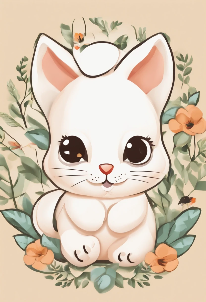 (Cartoon critters),adolable,(Sticker screen),white edges,Distribute to typesetting sets,(Sticker style),Flat style,Rich in color,(kotori),cute illustration,flatillustration,paper cut out,solid color backdrop