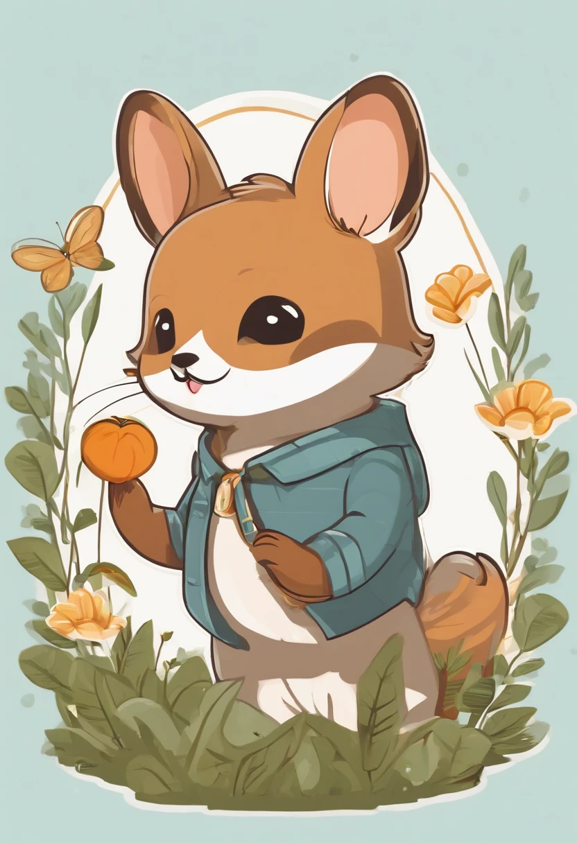 (Cartoon critters),adolable,(Sticker screen),white edges,Distribute to typesetting sets,(Sticker style),Flat style,Rich in color,(kotori),cute illustration,flatillustration,paper cut out,solid color backdrop