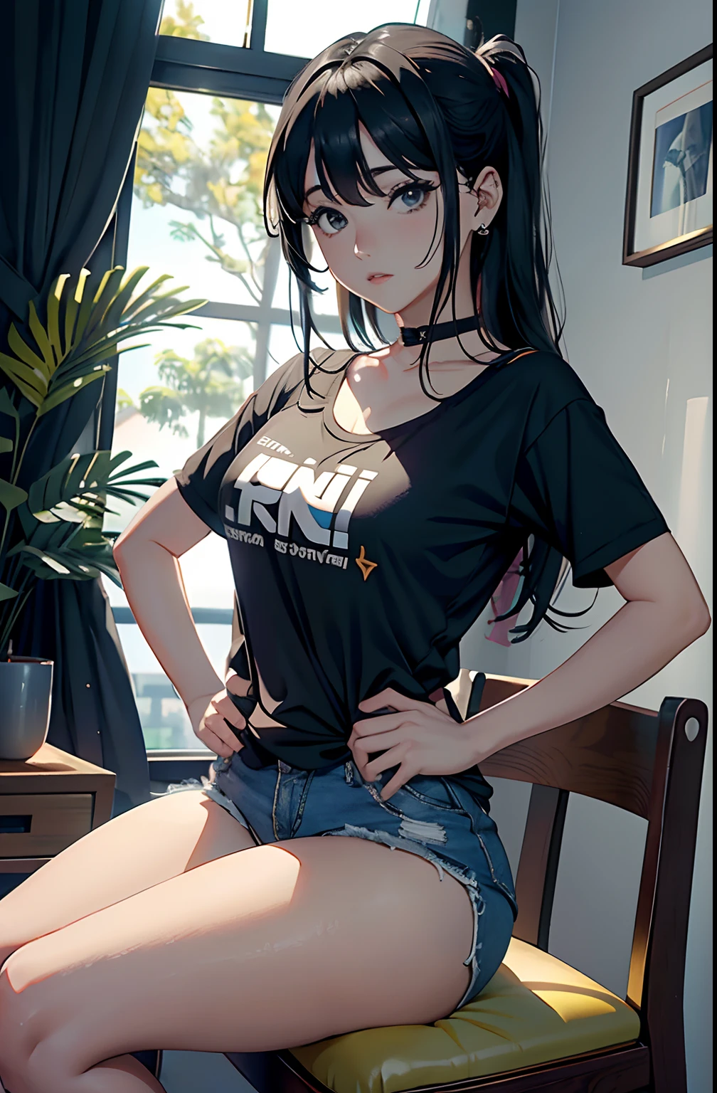 (Hinata Hyuga, muito sensual, com roupas apertadas, bunda grande, pernas grossas, calçaleggingpreta extremamenteapertada, usando uma mini blusa, umbigo com pirsing, cabelo grande, Speaker behind, muito realista, extremamente sexy, 8k, 8k extremamente detalhado), (um extremamente delicado e bonito), (obra-prima), (melhor qualidade: 1.0), (ultra highres:1.0)