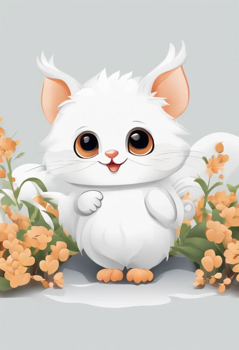 (Cartoon critters),adolable,(Sticker screen),white edges,Distribute to typesetting sets,(Sticker style),Flat style,Rich in color,(Small animals),cute illustration,flatillustration,paper cut out,solid color backdrop