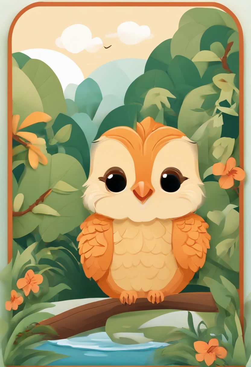 (Cartoon critters),adolable,(Sticker screen),white edges,Distribute to typesetting sets,(Sticker style),Flat style,Rich in color,(Small animals),cute illustration,flatillustration,paper cut out,solid color backdrop