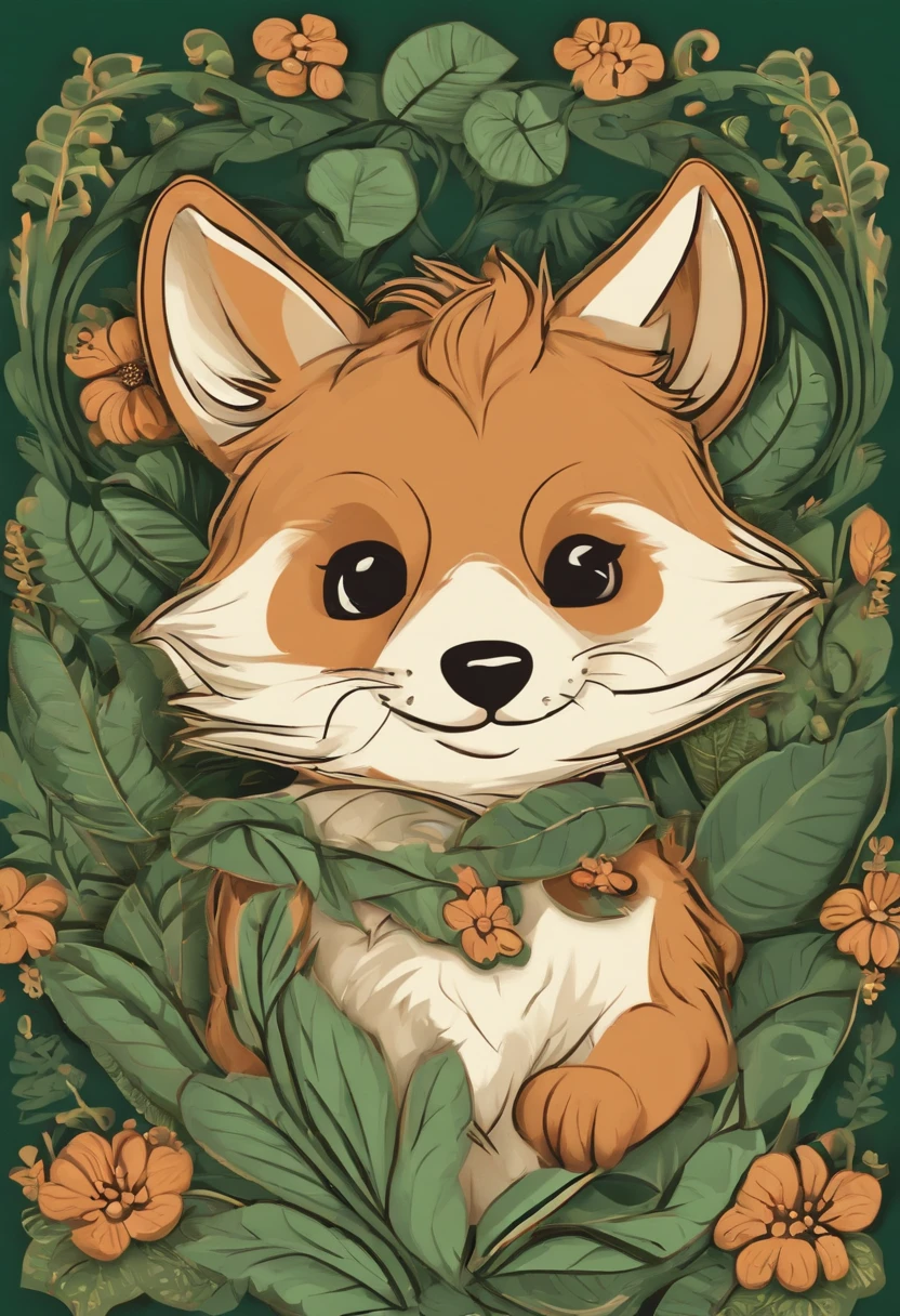(Cartoon critters),adolable,(Sticker screen),Distributed typesetting,(Sticker style),Flat style,Rich in color,(Small animals)(With white edges),cute illustration,flatillustration,paper cut out,Dark green background,multi-detail,k hd
