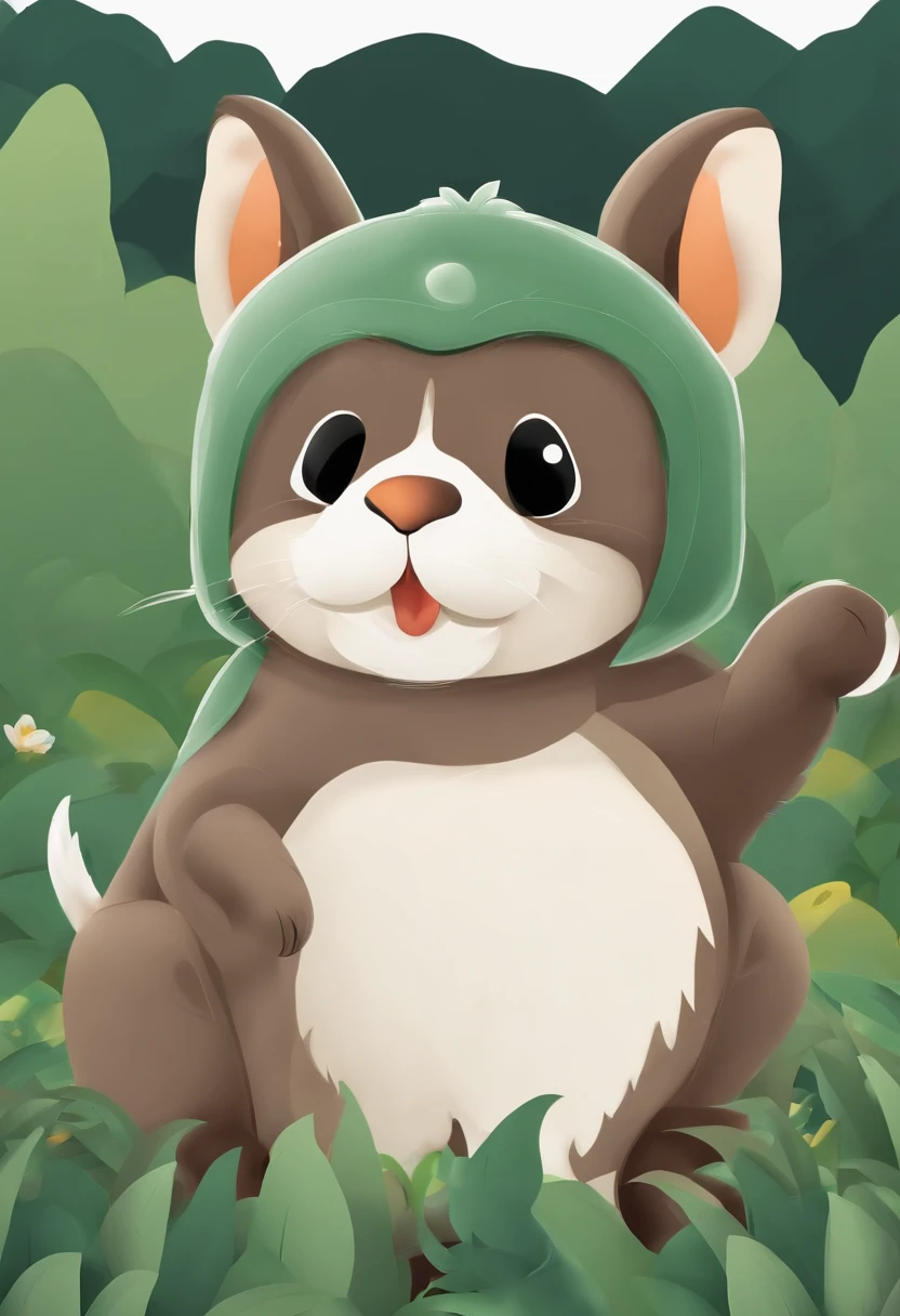 (Cartoon critters),adolable,(Sticker screen),Distributed typesetting,(Sticker style),Flat style,Rich in color,(Small animals)(With white edges),cute illustration,flatillustration,paper cut out,Dark green background,multi-detail,k hd