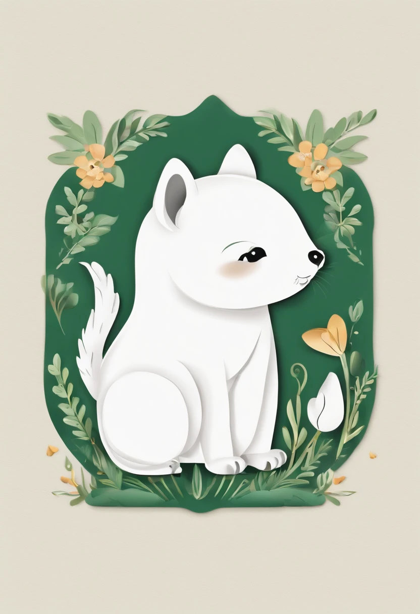(Cartoon critters),adolable,(Sticker screen),Distributed typesetting,(Sticker style),Flat style,Rich in color,(Small animals)(With white edges),cute illustration,flatillustration,paper cut out,Dark green background,multi-detail,k hd