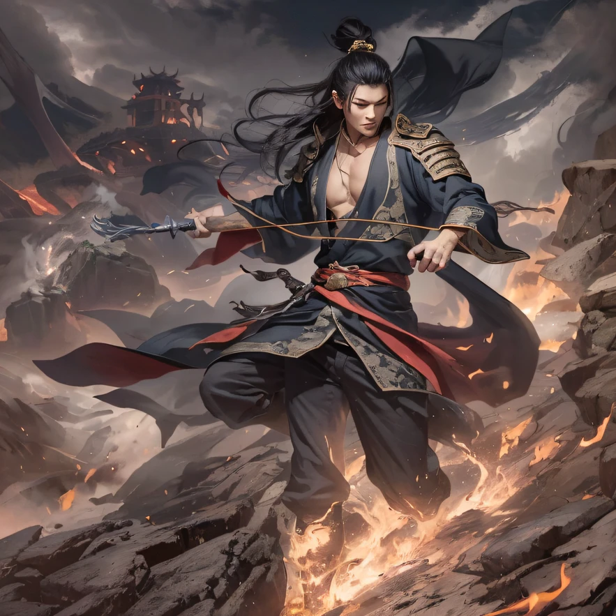 Side 32K,Qin Yu flew into the Immortal Demon Realm, Chance encounter with Liu Hanshu, He saw in him his former self, It was decided to take him as an apprentice, Teach him how to protect himself, But because of the Tibetan star map, He established relationships with the Liu family and the Jade Sword Sect, It opens with the death of Liu Hanshu, Qin Yu embarked on the road of confrontation with a strong enemy, Working hard, Make yourself stronger, Stick to your own core path of justice, I also want to protect the people I care about, The three brothers took off, And embarked on a long journey to find a good brother, Qin Yu, Where are Xiao Hei and Hou Fei(canyons)Climb the streets(Doomsday Stream)eyes filled with angry,He clenched his fists,Rush up,Deliver a fatal blow to your opponent,full bodyesbian,Full Body Male Mage 32K(Masterpiece Canyon Ultra HD)Long flowing black hair,Campsite size,zydink, The wounded lined up in the streets(canyons)Climb the streets, The scene of the explosion(canyons), (Linen batik scarf), Angry fighting stance, looking at the ground, Batik linen bandana, Chinese python pattern long-sleeved garment, canyons(Abstract propylene splash:1.2), Dark clouds lightning background,Flour flies(realisticlying:1.4),Black color hair,Flour fluttering,rainbow background, A high resolution, the detail, RAW photogr, Sharp Re, Nikon D850 Film Stock Photo by Jefferies Lee 4 Kodak Portra 400 Camera F1.6 shots, Rich colors, ultra-realistic vivid textures, Dramatic lighting, Unreal Engine Art Station Trend, cinestir 800,Flowing black hair,(((Jungle Canyon)))The wounded lined up in the streets(vale)Climb the streets,Movie master real-time image quality(tmasterpiece,k hd,hyper HD,32K)Long flowing glossy black hair,Tang dynasty complex,zydink, a color,Morning(canyons), (Linen batik scarf), Combat posture, looking at the ground, Linen bandana, Chinese python pattern long-sleeved garment, Morning(Abstract gouache splash:1.2), Dark clouds lightning background,sprinkling(