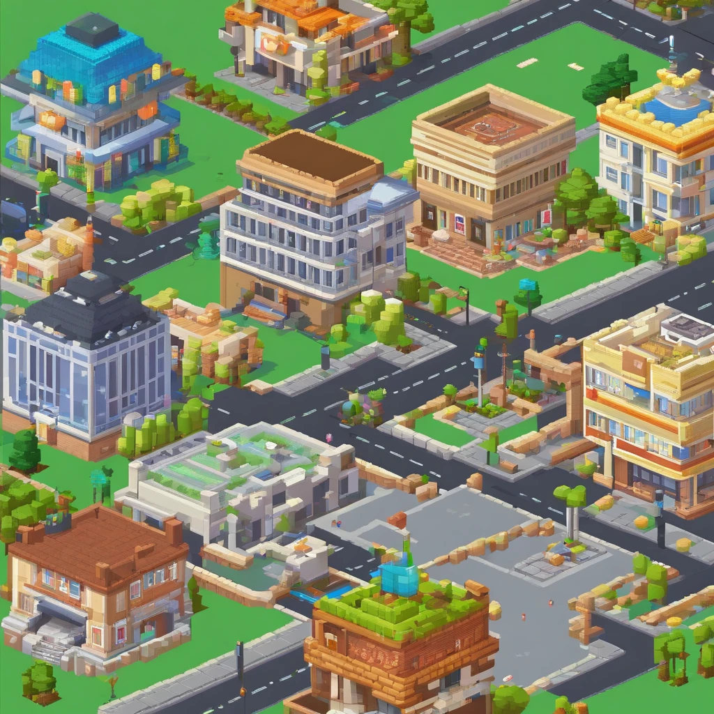 Town building game pixel picture game material modern day jpn