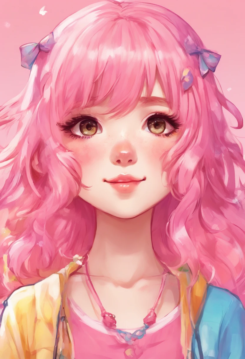 Girl with pink hair Girl with long hair blush Brother