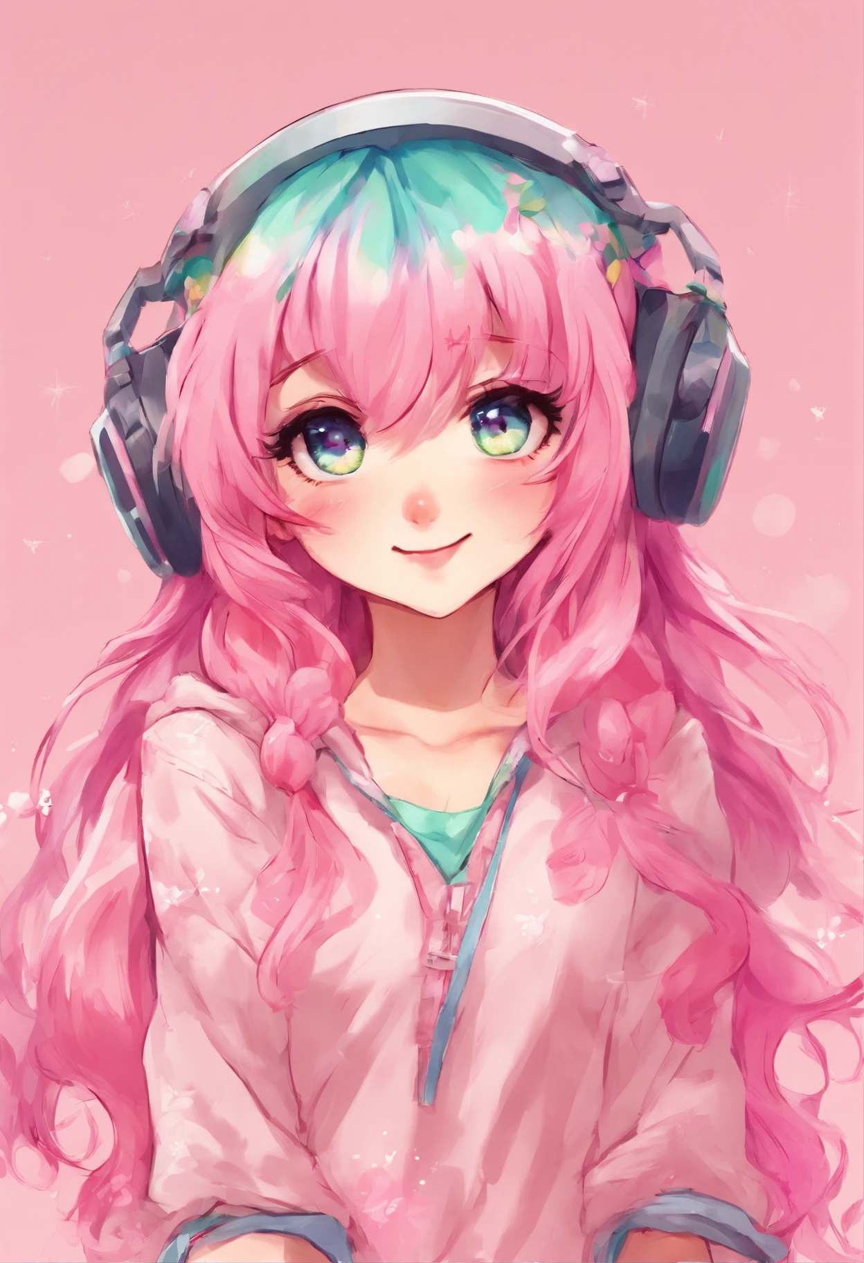 Girl with pink hair Girl with long hair blush Brother