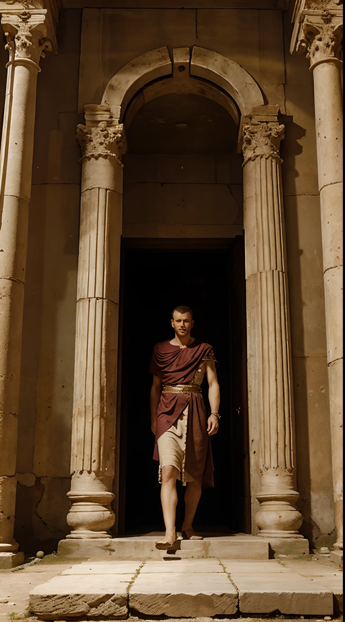 Rome, 77 BC. A young ((((23-year-old)) Gaius Julius Caesar)), in his dome atrium, thinking about the proposal he just received. ((((casual tunic from the 1st century BC))))