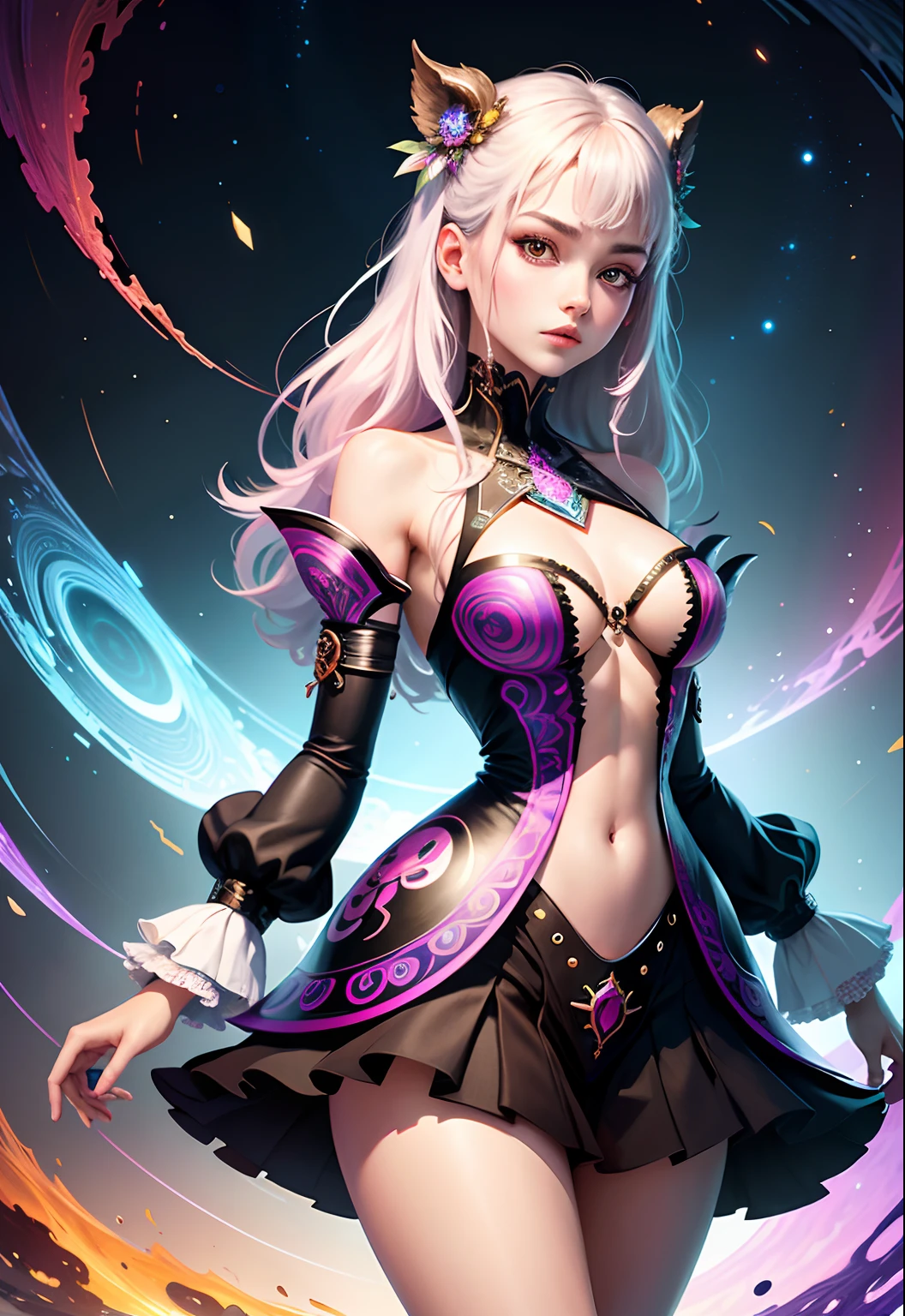 (tmasterpiece,top Quority,best qualtiy,offcial art,Beauty and aesthetics:1.2),(1girl),Extremely detailed,(s fractal art:1.3),extremely colorful,full bodyesbian
