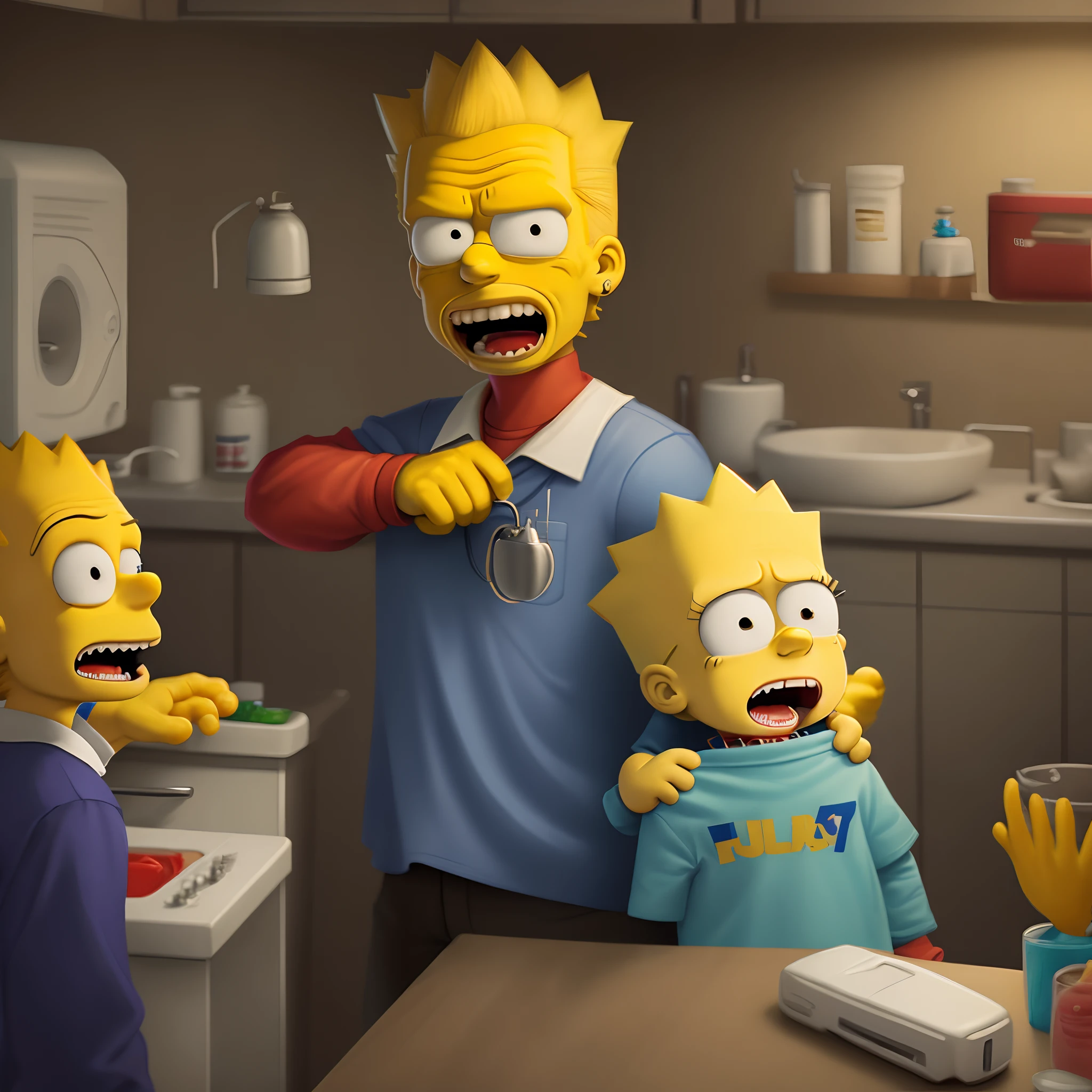 Bart Simpson with grills and the dentists