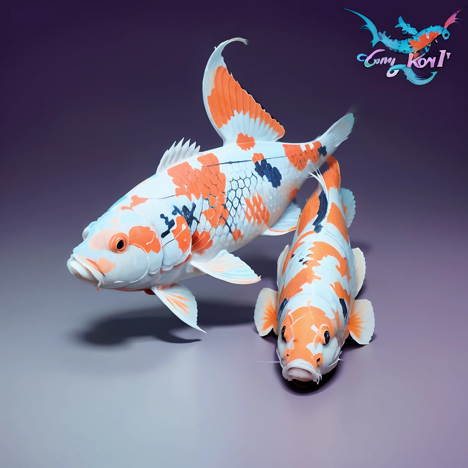 Cartoon fish with purple tail and pink tail, a purple fish, Colorful fish, ( ( ( koi colors ) ) ), clean lineart and color, purple mullet, line art in colour, full-colour illustration, line art in colour, colored screentone, colored accurately, fully colored, full color drawing, line art in colour, clean lineart and flat color