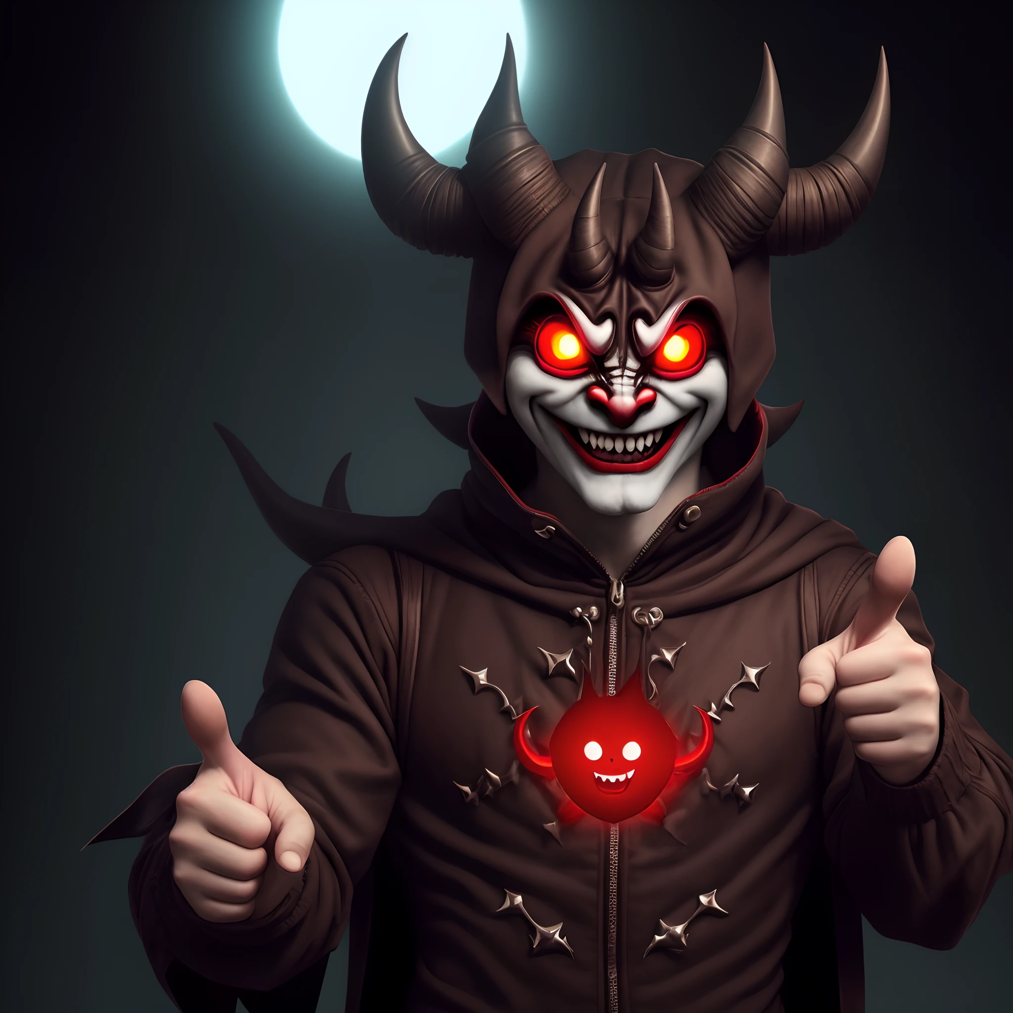 Buddy satan, winking pointing and giving thumbs up