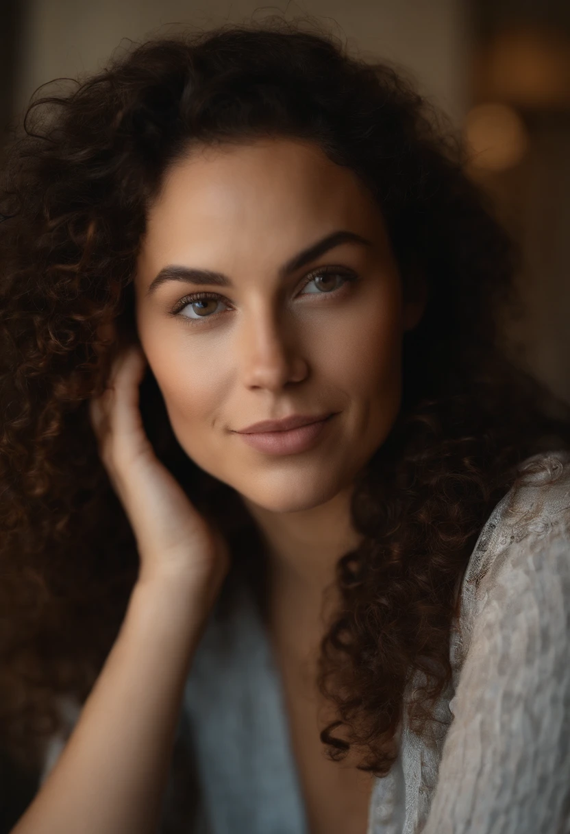 (mise au point nette:1.2), photographier, attractive young woman, (doux visage:1.1), lips slightly apart, (kein Maquillage:1.2), (Grands yeux:1.0), (corps tonique:1.2), (curly hair:1.2), (gros seins:1.3), portant (casser:1.2) Anna (route:1.2). (moody lighting:1.2), profondeur de champ, Bokeh, 4K, Hdr.