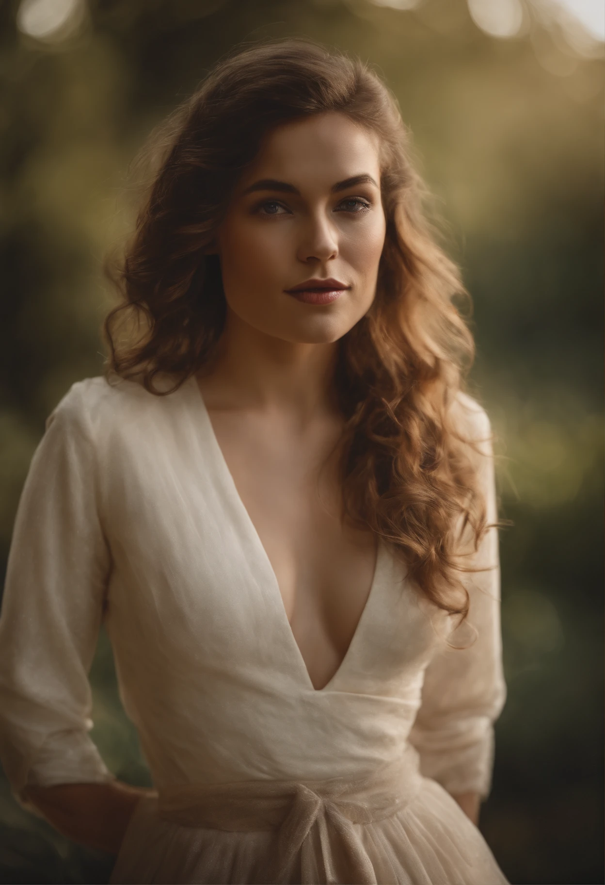 (mise au point nette:1.2), photographier, attractive young woman, (doux visage:1.1), lips slightly apart, (kein Maquillage:1.2), (Grands yeux:1.0), (corps tonique:1.2), (curly hair:1.2), (gros seins:1.3), portant (casser:1.2) Anna (route:1.2). (moody lighting:1.2), profondeur de champ, Bokeh, 4K, Hdr.