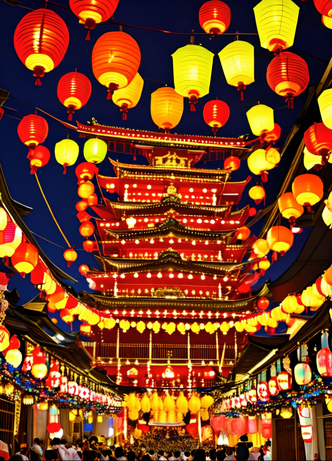 Mikoshi Colorful lanterns Sateen matsuri Fantastic hiquality Fantasia