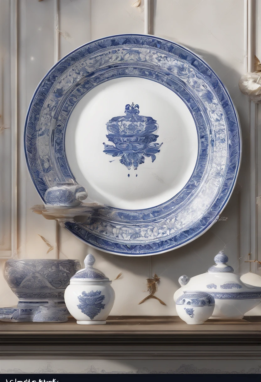 Blue and white porcelain,Peppa Pig in ceramic,solid,On a table,artwork of a,Ornaments, high detail,3D, Chiaroscuro, Cinematic lighting, god light, Cinematic lighting, hyper HD, High details, Best quality, A high resolution, Textured skin