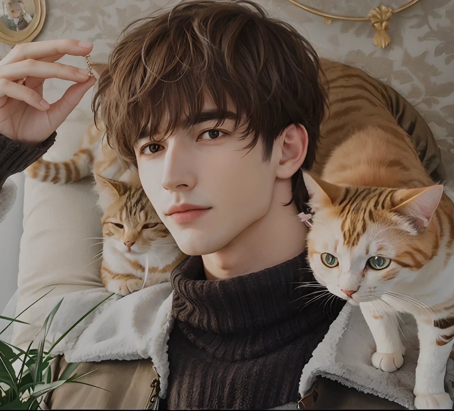 A man with cat