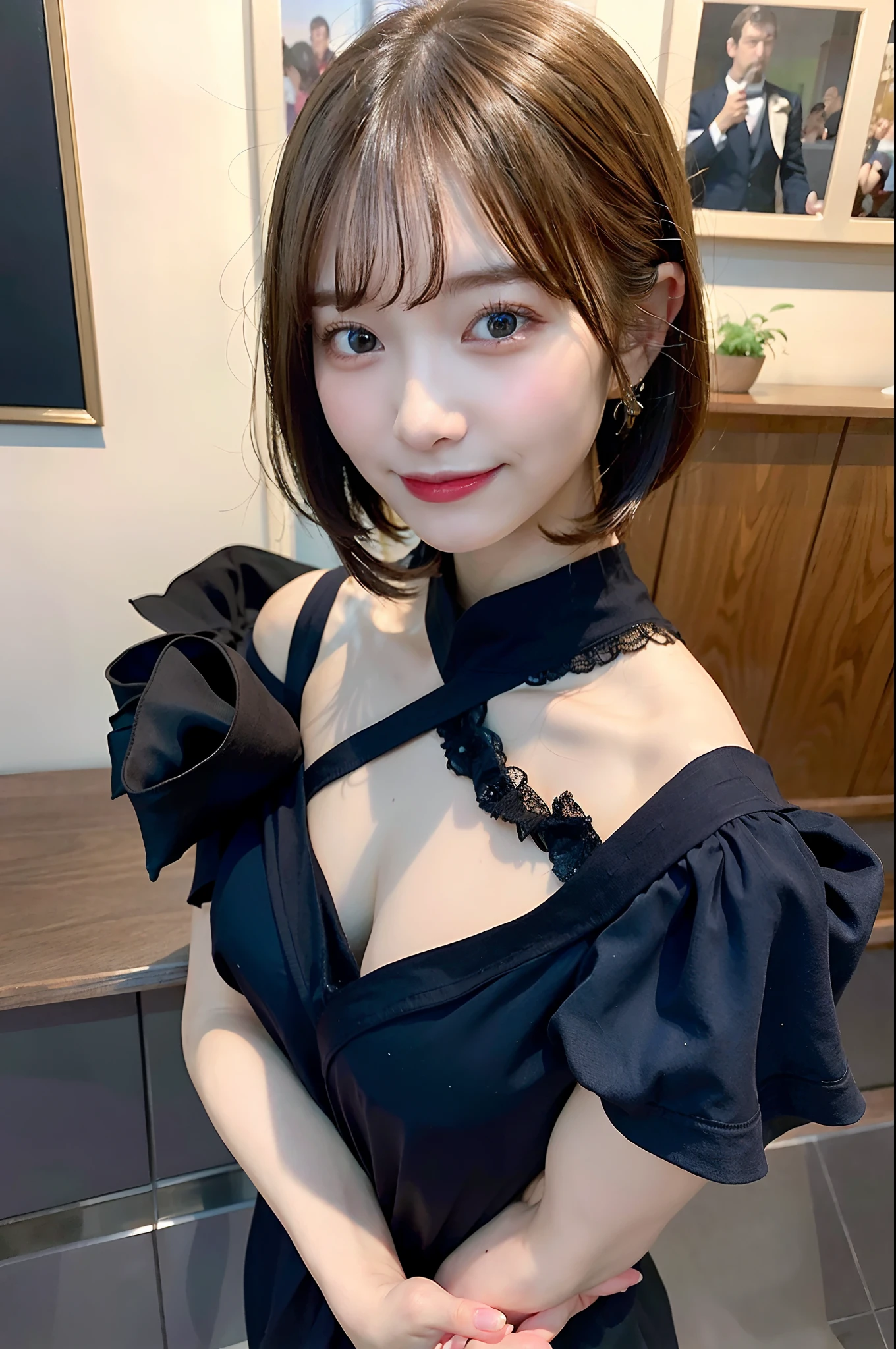 (otherworldly, otherworldly atmosphere, otherworldly appearance), highly insanely detailed, masterpiece, top quality, best quality, highres, 4k, 8k, RAW photo, collar, earrings, jewelry, necklace, armlet,
(long_hair, long hair, random colors cloth, random colors hair, random long hair, dynamic hair, glowing hair, hair over one eye),
(eyelashes, eyeliner, eyeshadow, eyelashes),
makeup,
(dynamic pose), (dynamic weather), (dynamic background), nsfw,
((ancient egyptian theme)), golden ornaments,
1girl, (portrait),
1girl, (wearing a black off-shoulder dress:1.6), (gentle smile,Friendly, warm:2), (japanese idol:1.8), (wavy short hair:1.6), (brown eyes:1.8), <lora:sasakiriko_lora-07:0.8>,
BREAK, (fantasy world)