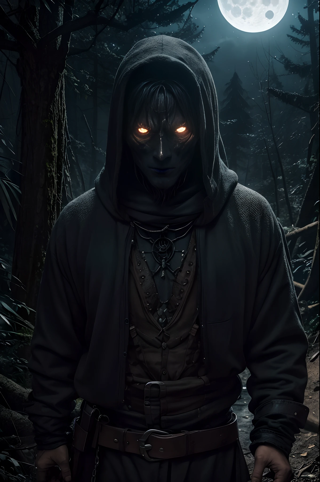 "Describe en detalle la apariencia y la historia de origen de un personaje original llamado 'La sombra de los suspiros', A terrifying being that feeds on people's deepest fears and only manifests during full moon nights in a dark abandoned forest. Detailing Your Physical Appearance, his supernatural abilities and how he terrorizes those who venture into his territory."