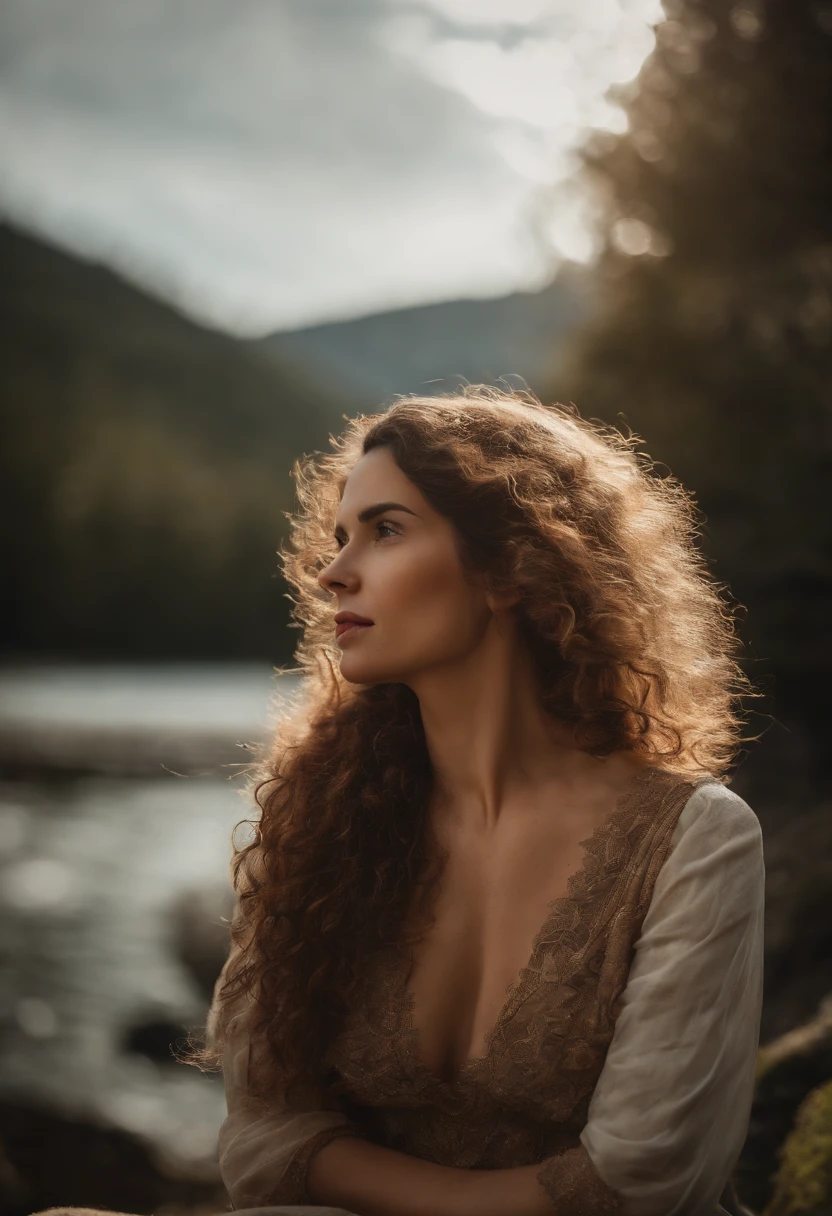 (mise au point nette:1.2), photographier, attractive young woman, (doux visage:1.1), lips slightly apart, (kein Maquillage:1.2), (Grands yeux:1.0), (corps tonique:1.2), (curly hair:1.2), (gros seins:1.3), portant (CASSER:1.2) Anna (route:1.2). (moody lighting:1.2), profondeur de champ, Bokeh, 4K, Hdr.