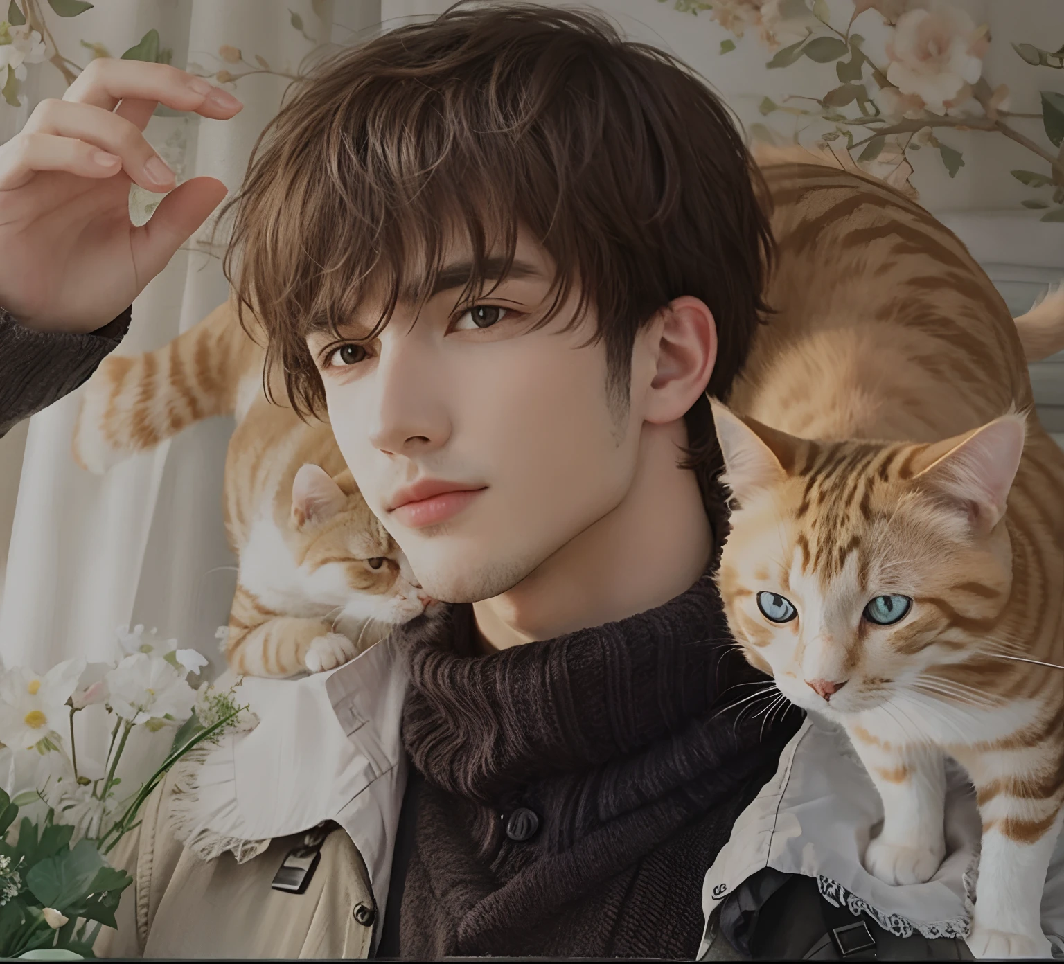 A man with cat