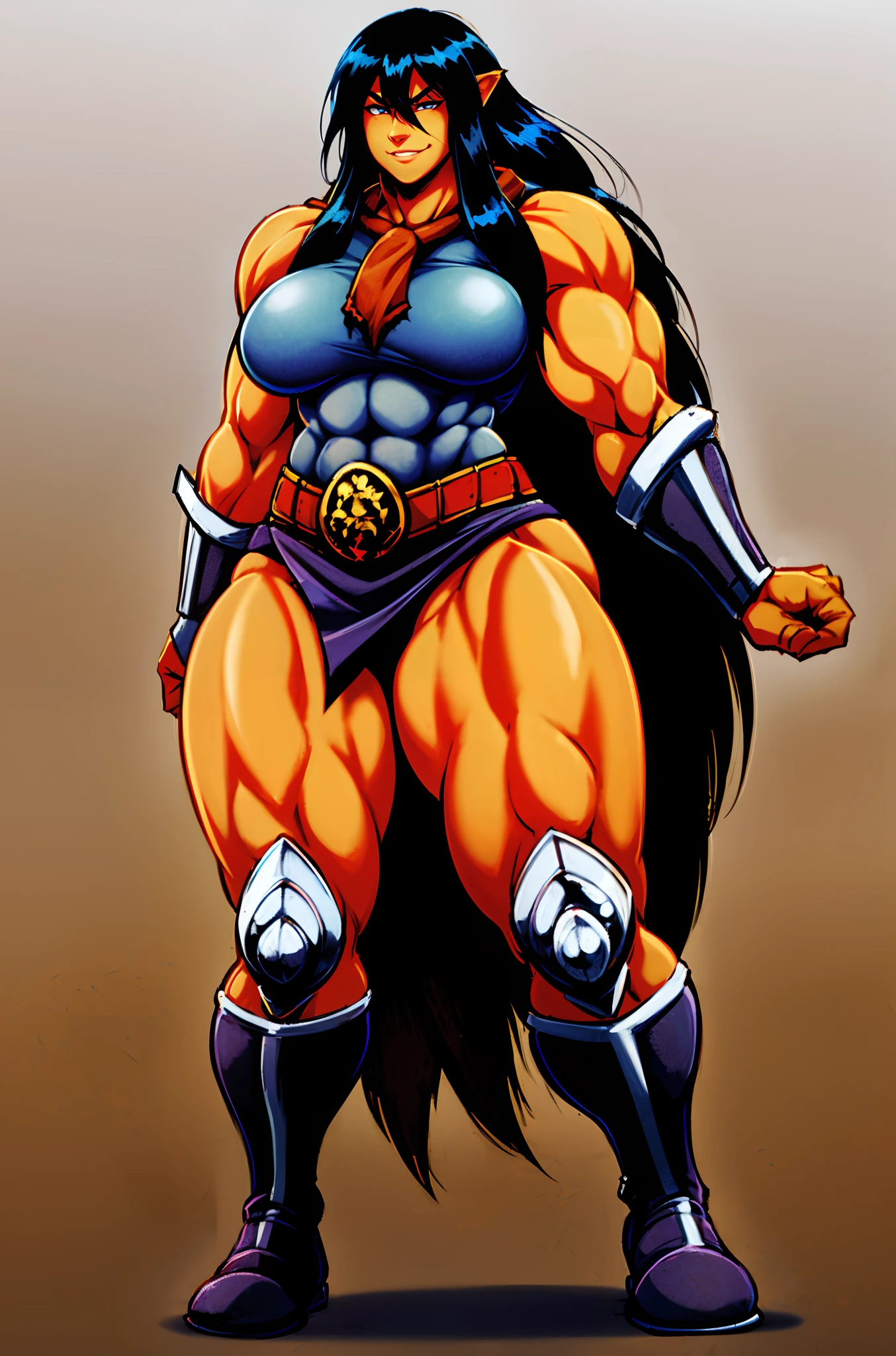 (best quality,4k,8k,highres,masterpiece:1.2),ultra-detailed,grey background,solo,1 girl,white and gold bodysuit,very long hair,pink hair,angry,brown eyes,earrings,hanging breasts,thick thighs,full body,dark skin,storm from x-men
