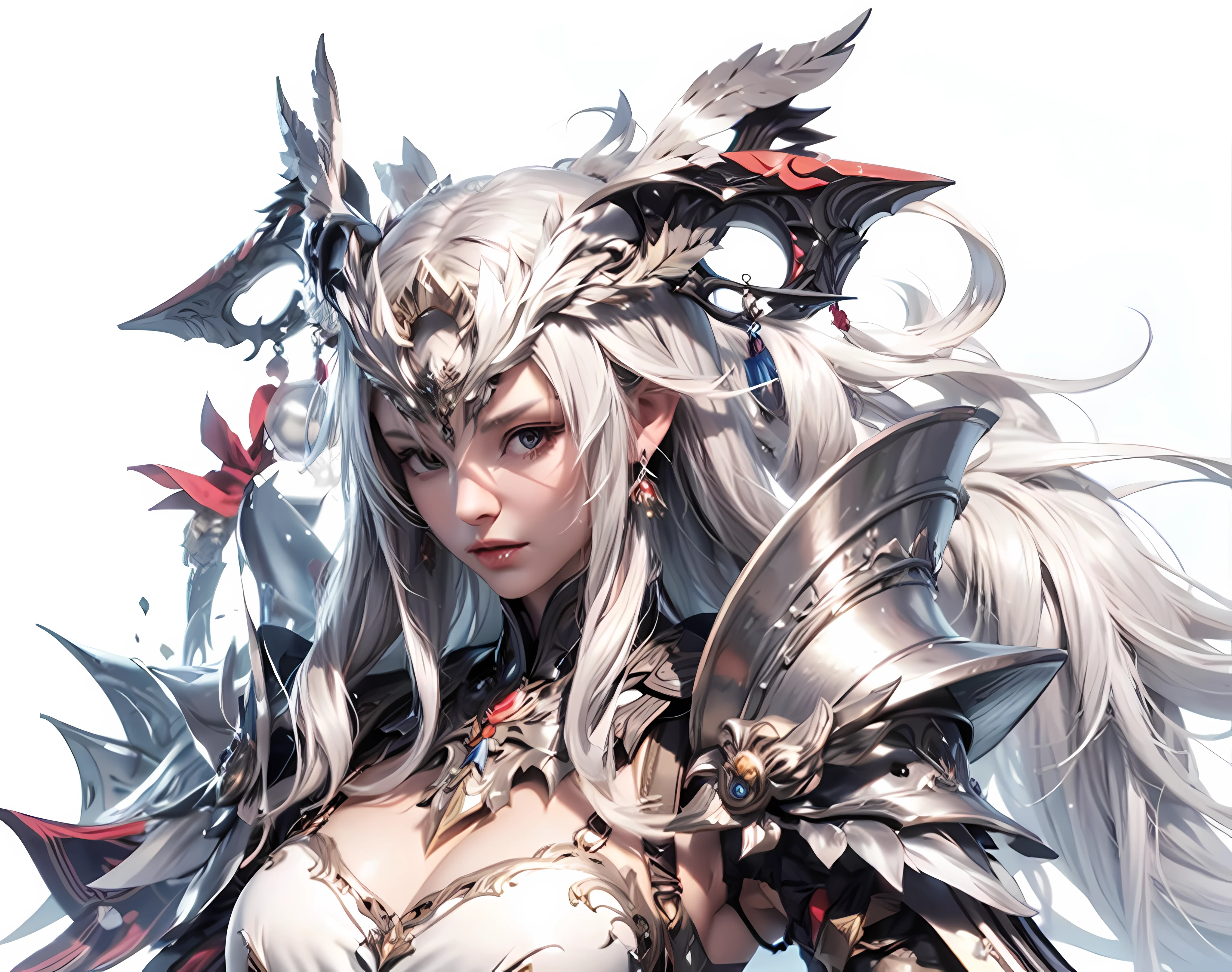 Dragoon armor，Perfect face，feathered headdress，Metal ornaments，Black underwear，Unreal 5，