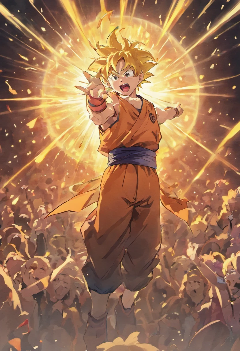 Goku singing in a concert