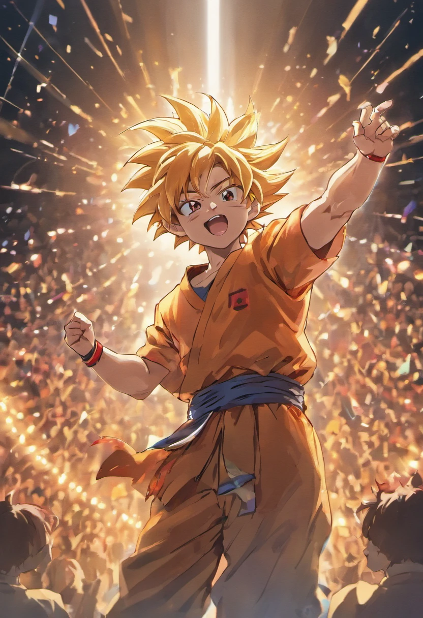 Goku singing in a concert