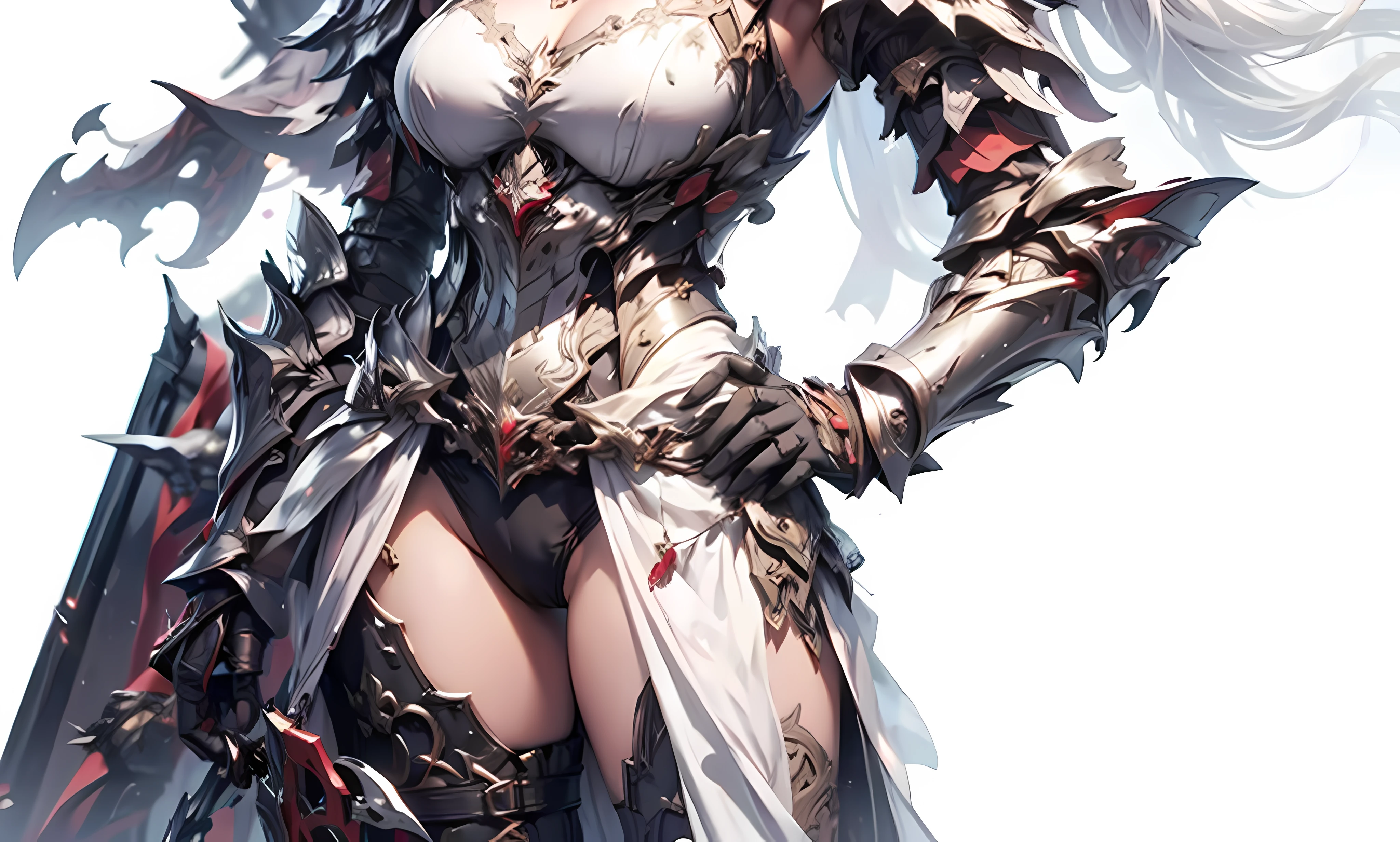 Dragoon armor，Perfect face，feathered headdress，Metal ornaments，Black underwear，Unreal 5，