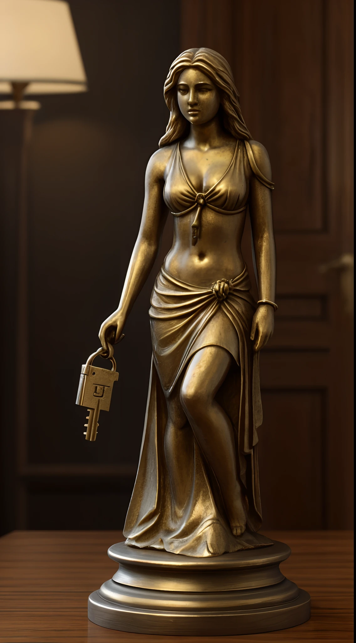 Final render perfect amazing detail bracelet holding ornate key perfect foot