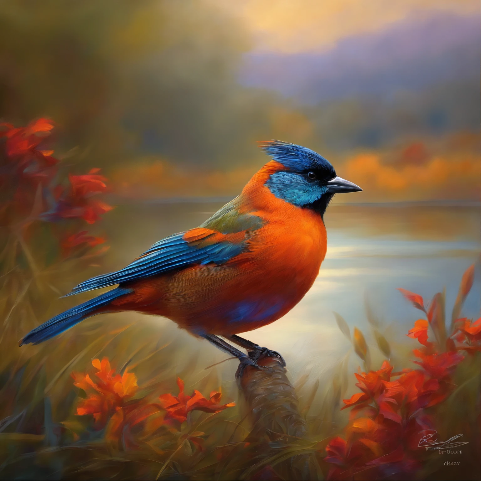 #Image bird, Impressionist style painting