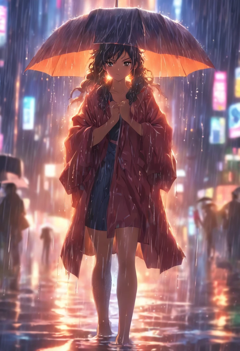 (((woman in the rain))) best quality, very high resolution, detailed CG in 4K, masterpiece, woman, rain, amazon brazil, rivers, indigenous people, indigenous tribes, indigenous city, forest, aesthetics, beautiful image, centered on screen, full body