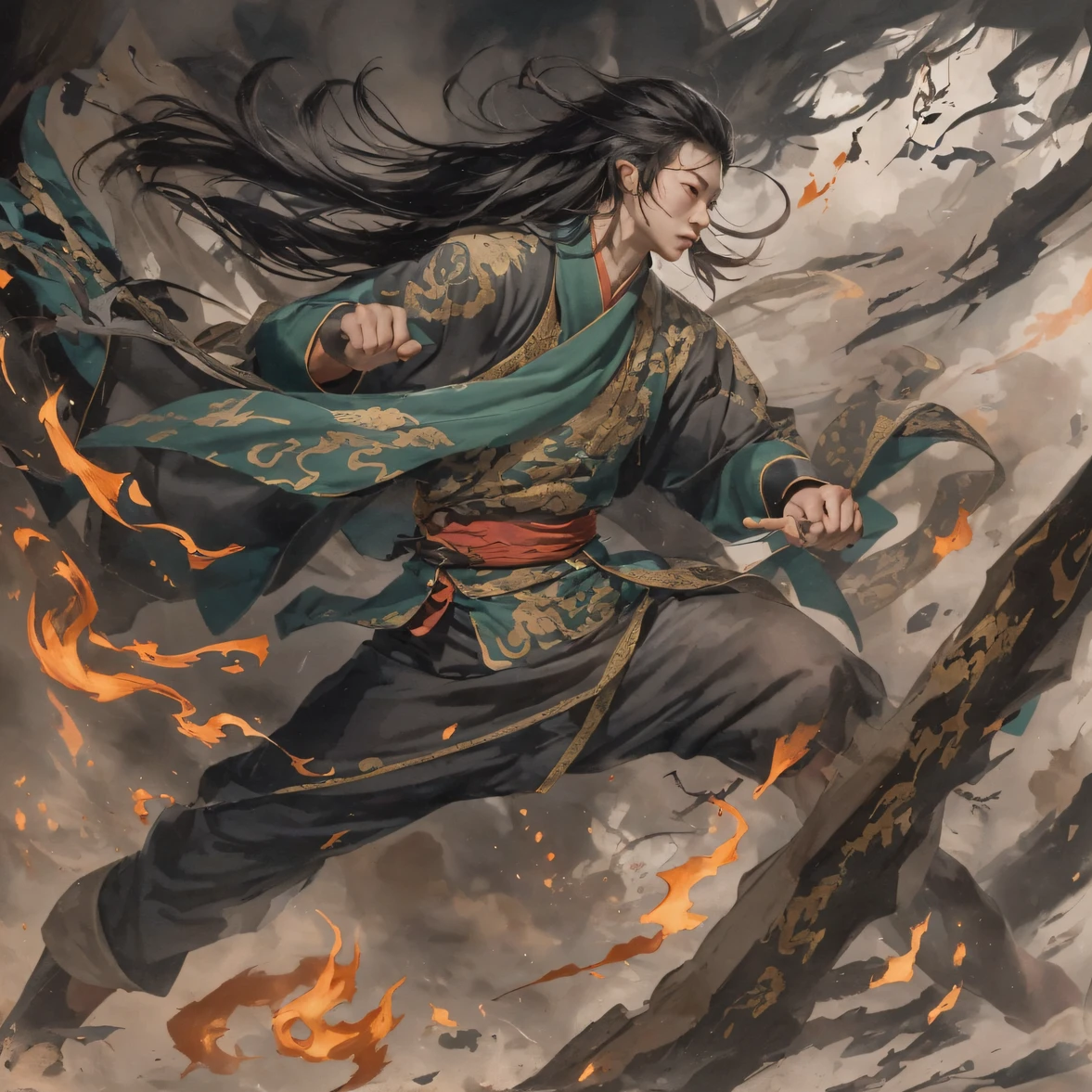 32K，Qin Yu flew into the Immortal Demon Realm, Chance encounter with Liu Hanshu, He saw in him his former self, It was decided to take him as an apprentice, Teach him how to protect himself, But because of the Tibetan star map, He established relationships with the Liu family and the Jade Sword Sect, It opens with the death of Liu Hanshu, Qin Yu embarked on the road of confrontation with a strong enemy, Working hard, Make yourself stronger, Stick to your own core path of justice, I also want to protect the people I care about, The three brothers took off, And embarked on a long journey to find a good brother, Qin Yu, Where are Xiao Hei and Hou Fei（canyons）Climb the streets（Doomsday Stream）eyes filled with angry，He clenched his fists，Rush up，Deliver a fatal blow to your opponent，full bodyesbian，Full Body Male Mage 32K（Masterpiece Canyon Ultra HD）Long flowing black hair，Campsite size，zydink， The wounded lined up in the streets（canyons）Climb the streets， The scene of the explosion（canyons）， （Linen batik scarf）， Angry fighting stance， looking at the ground， Batik linen bandana， Chinese python pattern long-sleeved garment， canyons（Abstract propylene splash：1.2）， Dark clouds lightning background，Flour flies（realisticlying：1.4），Black color hair，Flour fluttering，rainbow background， A high resolution， the detail， RAW photogr， Sharp Re， Nikon D850 Film Stock Photo by Jefferies Lee 4 Kodak Portra 400 Camera F1.6 shots, Rich colors, ultra-realistic vivid textures, Dramatic lighting, Unreal Engine Art Station Trend, cinestir 800，Flowing black hair,（（（Jungle Canyon）））The wounded lined up in the streets（vale）Climb the streets，Movie master real-time image quality（tmasterpiece，k hd，hyper HD，32K）Long flowing glossy black hair，Tang dynasty complex，zydink， a color，Morning（canyons）， （Linen batik scarf）， Combat posture， looking at the ground， Linen bandana， Chinese python pattern long-sleeved garment， Morning（Abstract gouache splash：1.2）， Dark clouds lightning background，sprinkling