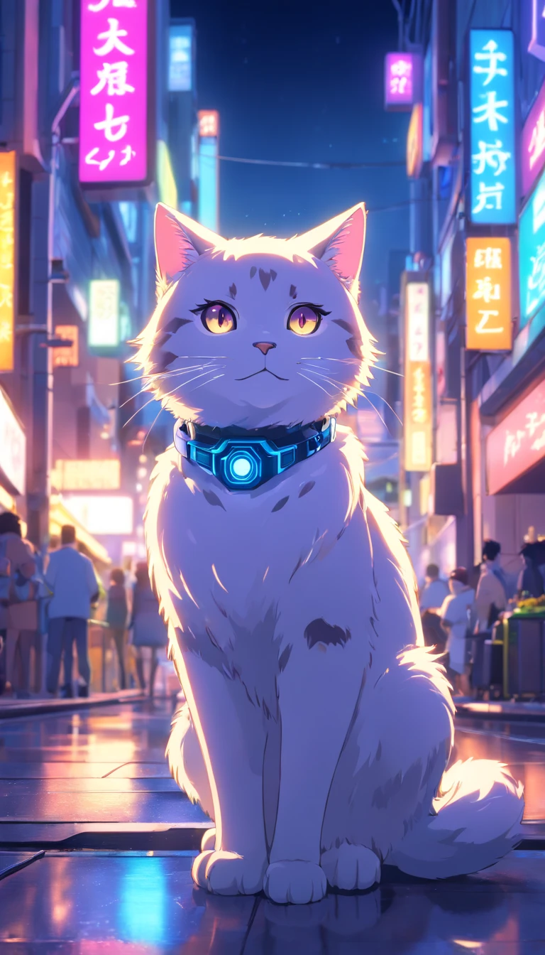 robotic cat, (estilo de brinquedo da caixa cega:1.2), (tiro de corpo inteiro) , 1 Transparente,Behind him is a cute transparent robot cat, Mech transparente, Capacete requintado:1.2, Glasses:1.2, Cyberpunk, brilho sonhador, luminous neon lights, limpo, fundo branco, ( global ilumination, Traching de raias, HDR, unreal render,Reasonable design, alto detalhe, master part, best quality, hiper HD, Cinematic lighting)