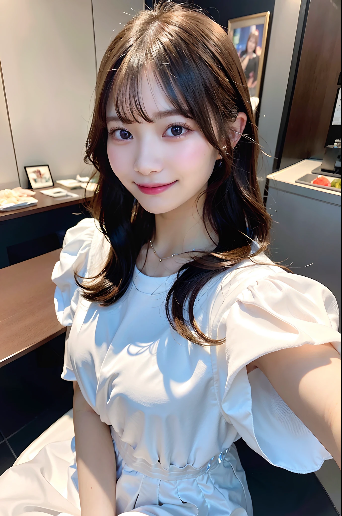 (top-quality、8K、32K、masuter piece、nffsw:1.2)、profile、(slim figure:1.2)、(s lips) 、Have a bouquet、age19、(White teeth:1.3)、二重まぶた、shinny skin、Realistic rays、mare、beauitful face、(A smile:1.3)、crouching down、(From above:1.2)、(a closeup:1.4)、blurry backround、(Front Focus)、(Dark: 1.6)、Fantasy Art、photoRealstic、Professional Lighting、extra detailed face、Award-winning、deep-shadows、19th century