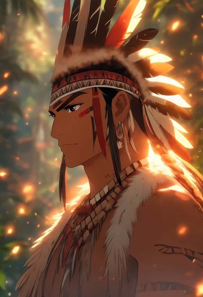 (((indigenous man with wings ))) best quality, very high resolution, detailed CG in 4K, masterpiece, woman, wings, amazon brazil, indigenous people, indigenous tribes, indigenous city, forest, aesthetics, beautiful image, centered on screen, full body