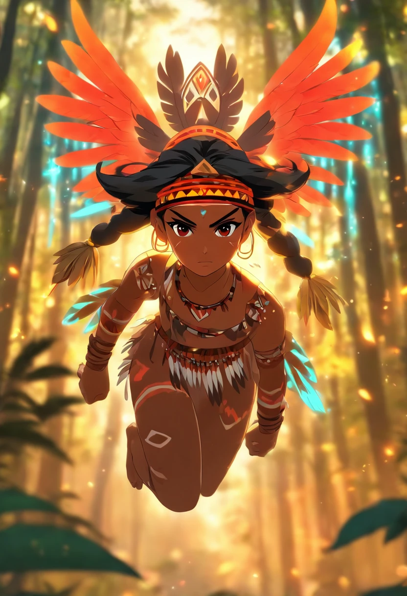 (((indigenous with wings ))) best quality, very high resolution, detailed CG in 4K, masterpiece, woman, wings, amazon brazil, indigenous people, indigenous tribes, indigenous city, forest, aesthetics, beautiful image, centered on the screen , full body