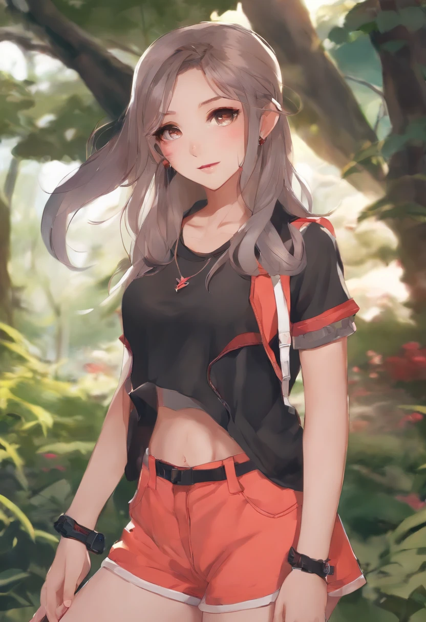 NSFW、teens girl、Wearing half-top clothes、pokemon trainer