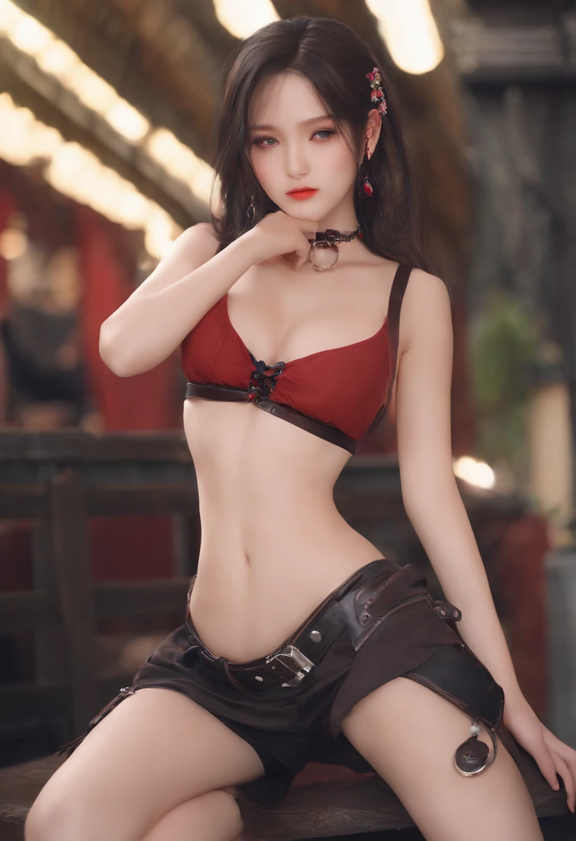 NSFW、teens girl、Wearing half-top clothes、tifa