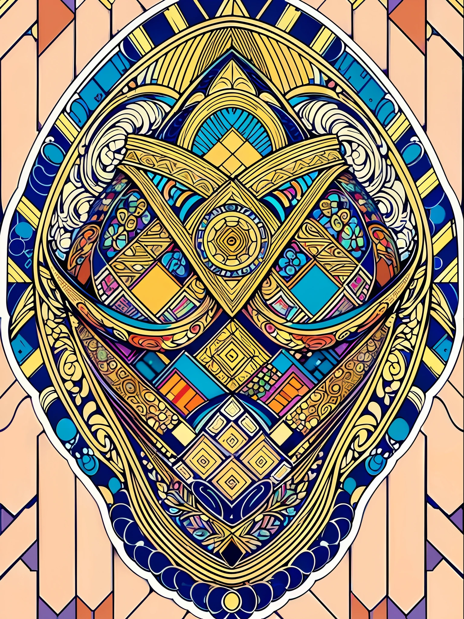 Masterpiece, Highest quality, nearing perfection,(High detail:1.1), (8k wallpaper masterpiece), ultra - detailed, intricately details,(In Sticker style:1.5)，(((Geometric pattern background)))