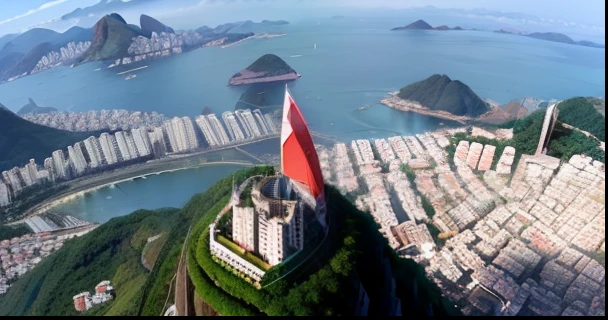 View of a city with a mountain and a body of water, rio de janeiro, Cristo Redentor, cristo redentor, rio de janeiro favela, Rio de Janeiro em um filme de anime, Directed by: Felipe Seade, lugar bonito, Brasil, Favelas no Rio, Brasileiro, Brasil, Directed by: Herbert MacNair, favelas, Fantasticamente bonito