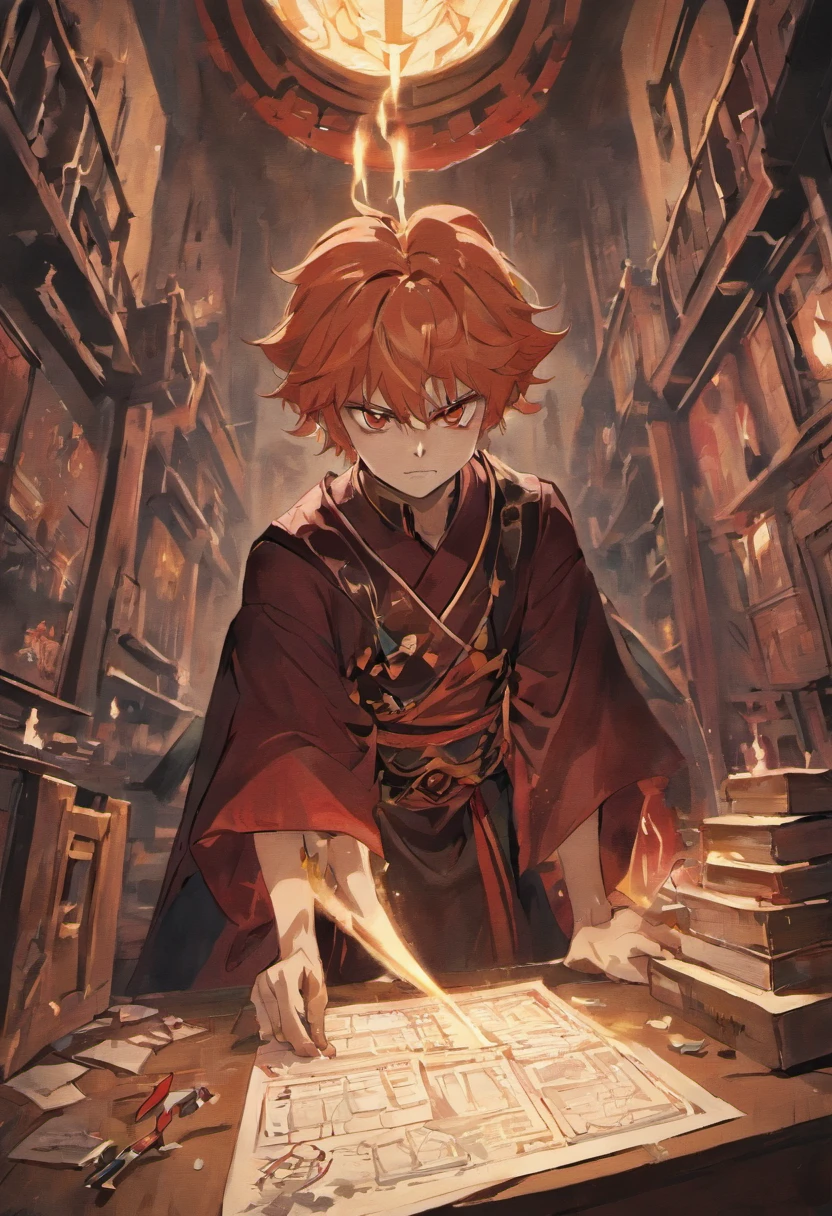 modeus from helltaker comics drawing a house on an art board in anime style